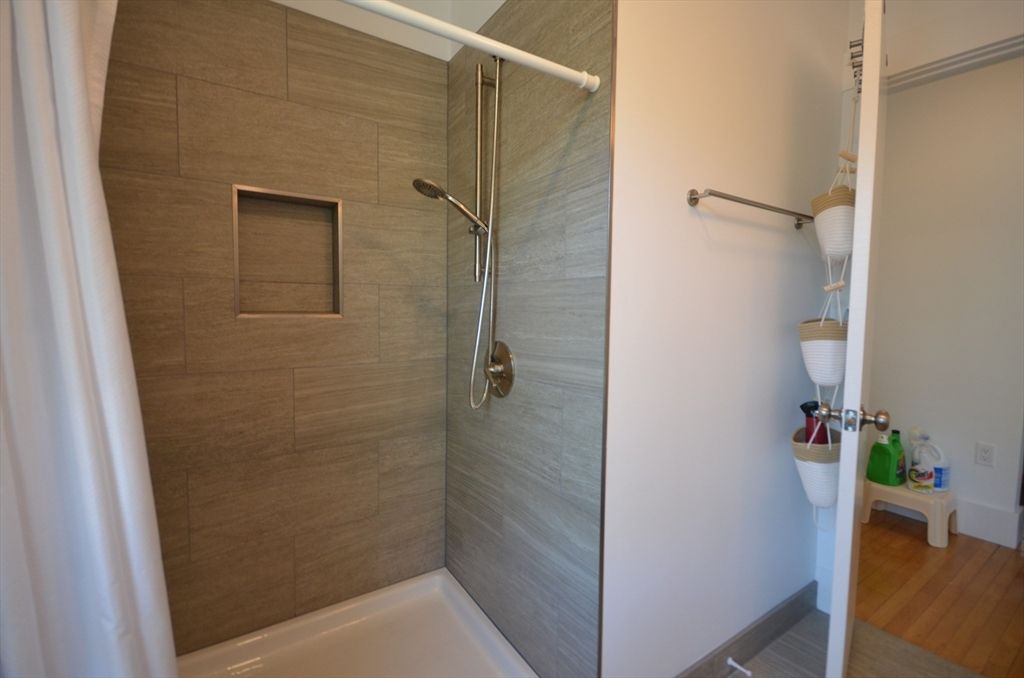 Bathroom, Glass Shower, Interior, Wood Texture Flooring