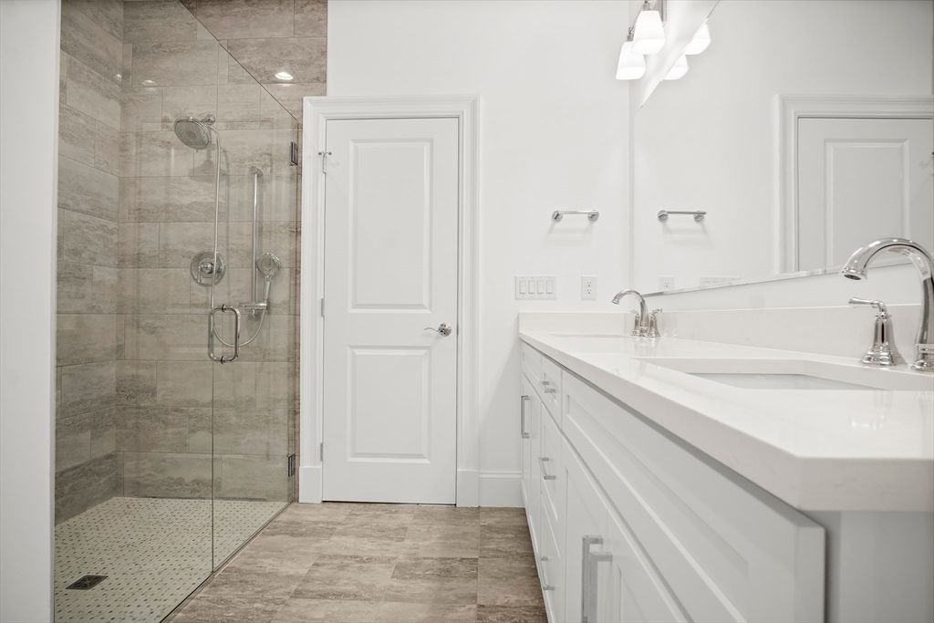Bathroom, Dual Sink Vanities, Glass Shower, Interior, Recessed Lighting