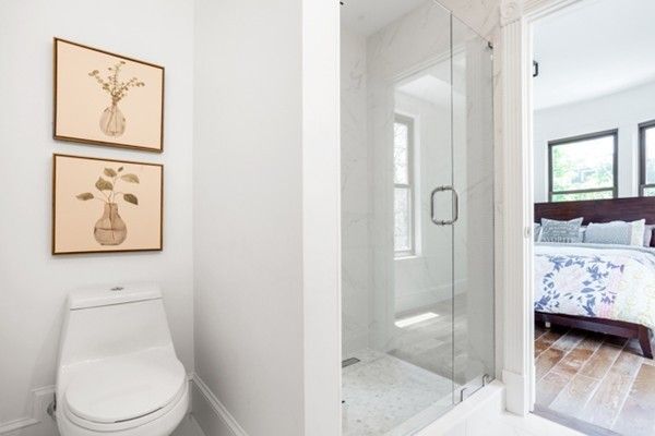 Bathroom, Bedroom, Glass Shower, Interior, Marble Walls