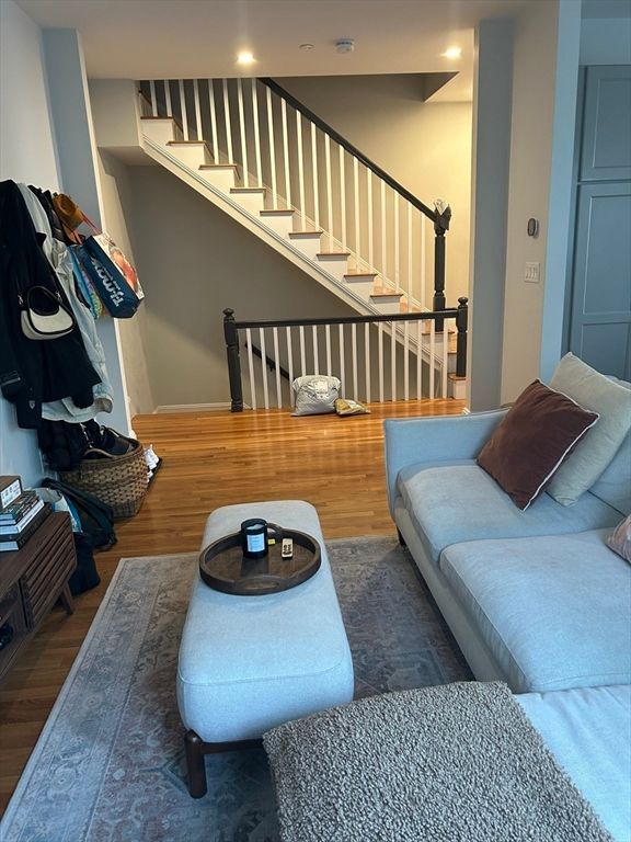 Interior, Living room, Recessed Lighting, Wood Texture Flooring