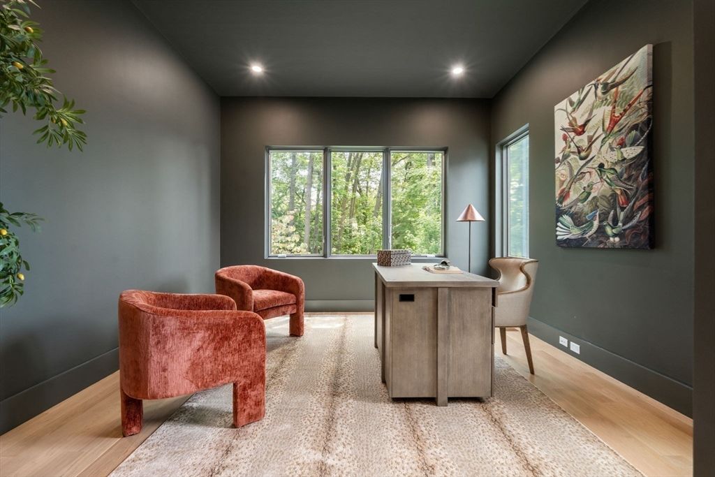 Home Office, Interior, Recessed Lighting, Wood Texture Flooring