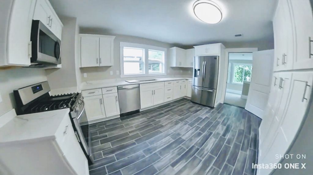 Interior, Kitchen, Stainless Steel Appliances, Wood Texture Flooring