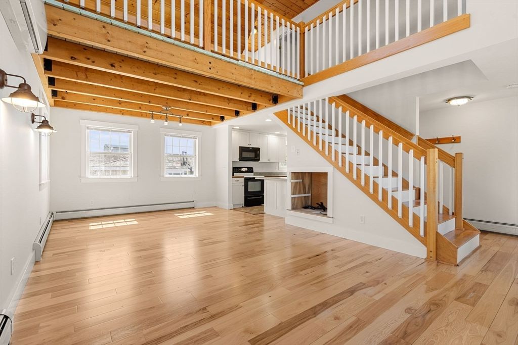 Interior, Kitchen, Pendant Lights, Stainless Steel Appliances, Wooden Beams, Wooden Ceilings, Wood Texture Flooring