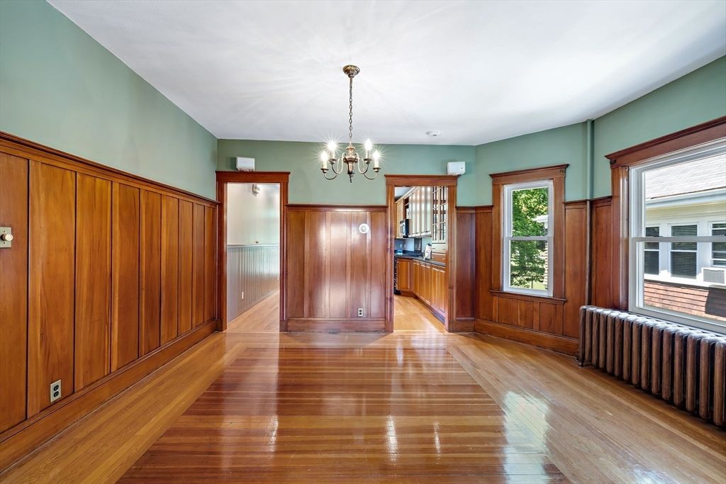 Chandelier, Empty room, Interior, Wood Texture Flooring, Wooden Walls