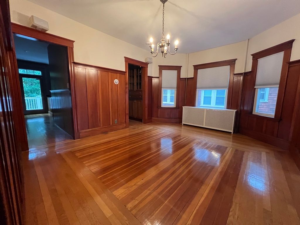 Chandelier, Empty room, Interior, Wood Texture Flooring, Wooden Walls