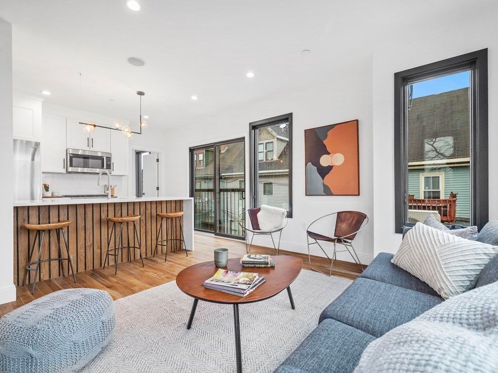 Interior, Kitchen, Living room, Pendant Lights, Recessed Lighting, Stainless Steel Appliances, Wood Texture Flooring