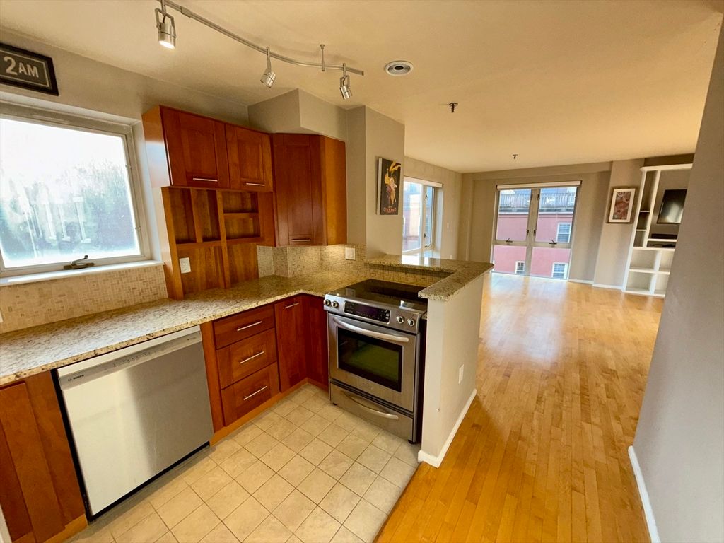 Interior, Kitchen, Stainless Steel Appliances, Wood Texture Flooring