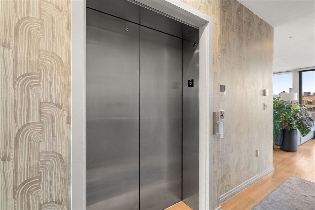 Elevator, Interior, Recessed Lighting, Wood Texture Flooring
