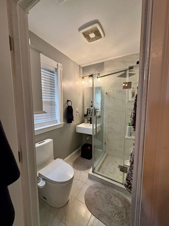 Bathroom, Glass Shower, Interior, Marble, Marble Walls