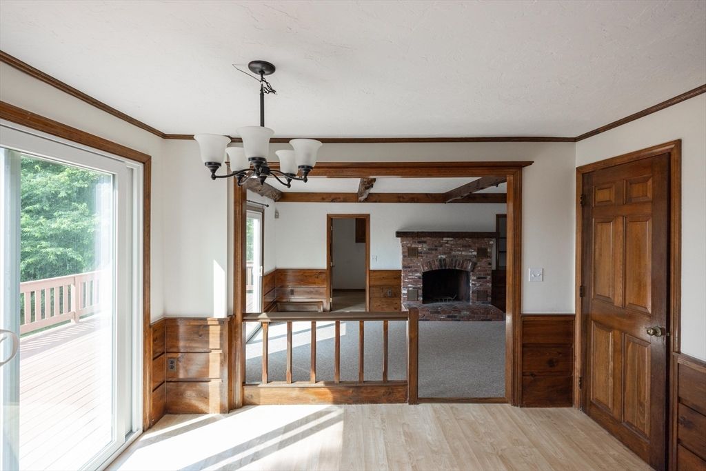 Chandelier, Fireplace, Interior, Wood Texture Flooring