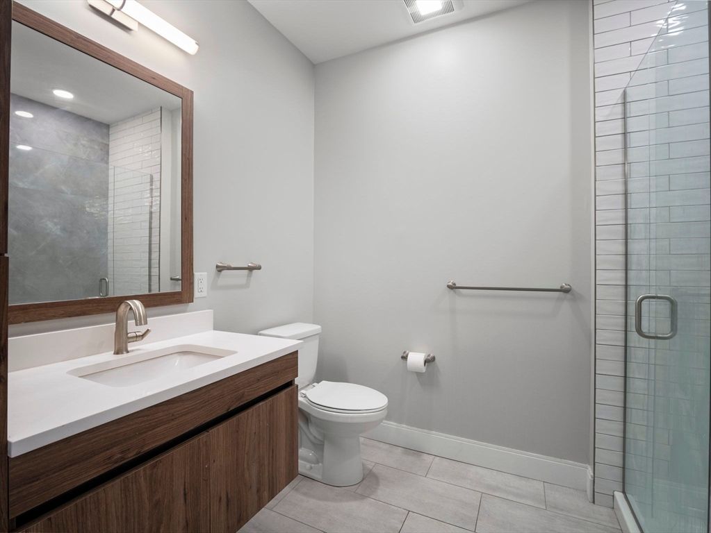 Bathroom, Glass Shower, Interior, Recessed Lighting