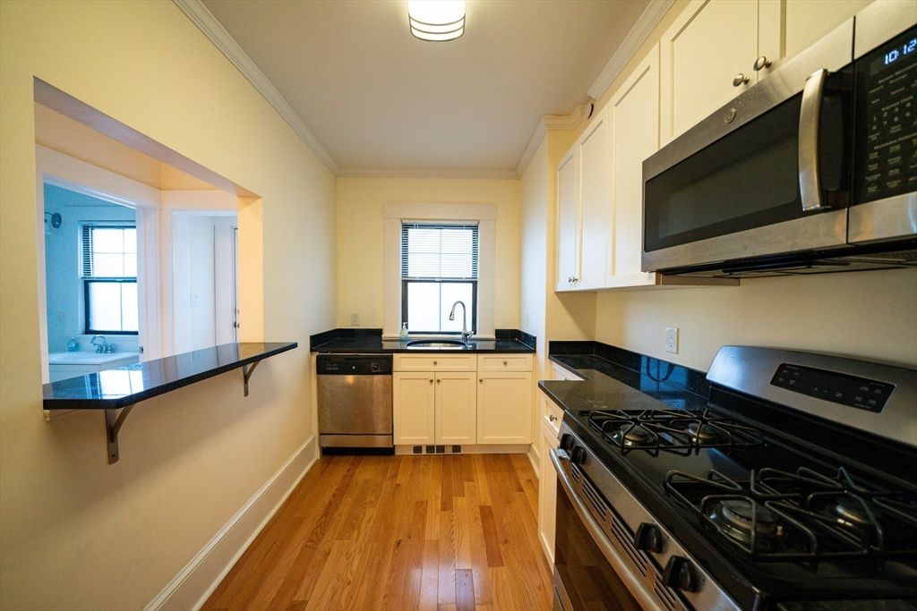 Interior, Kitchen, Stainless Steel Appliances, Wood Texture Flooring