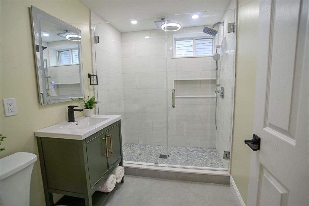 Bathroom, Glass Shower, Interior, Recessed Lighting