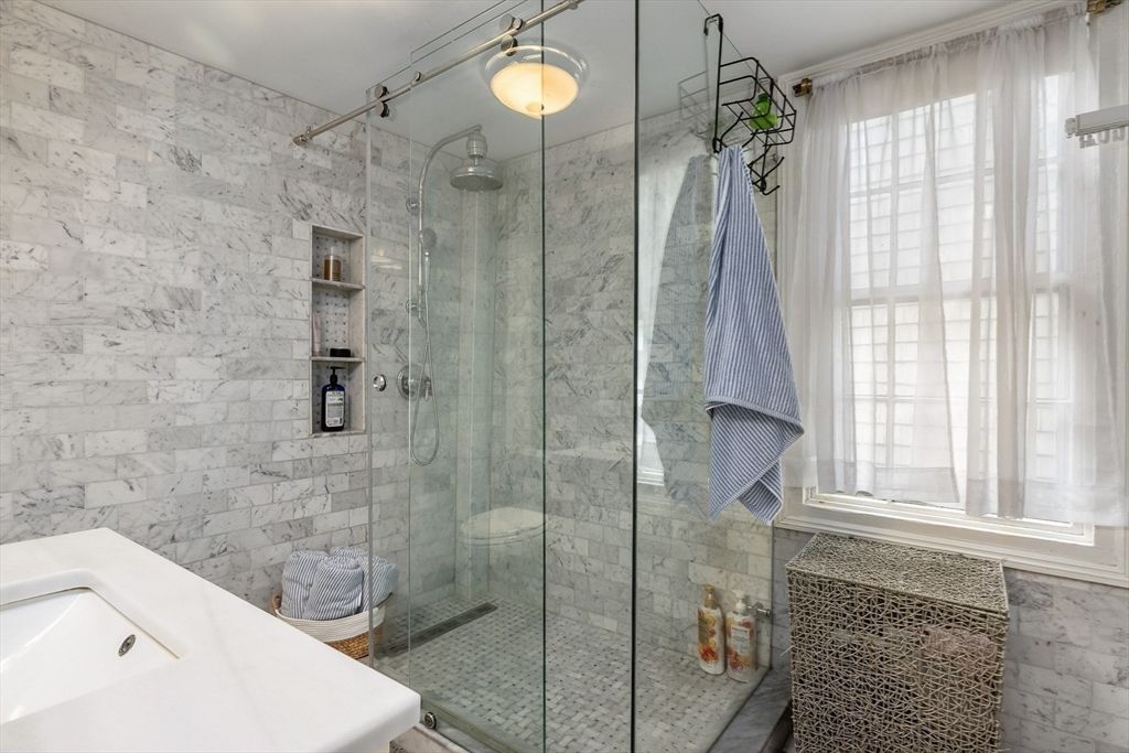 Bathroom, Glass Shower, Interior, Marble Walls