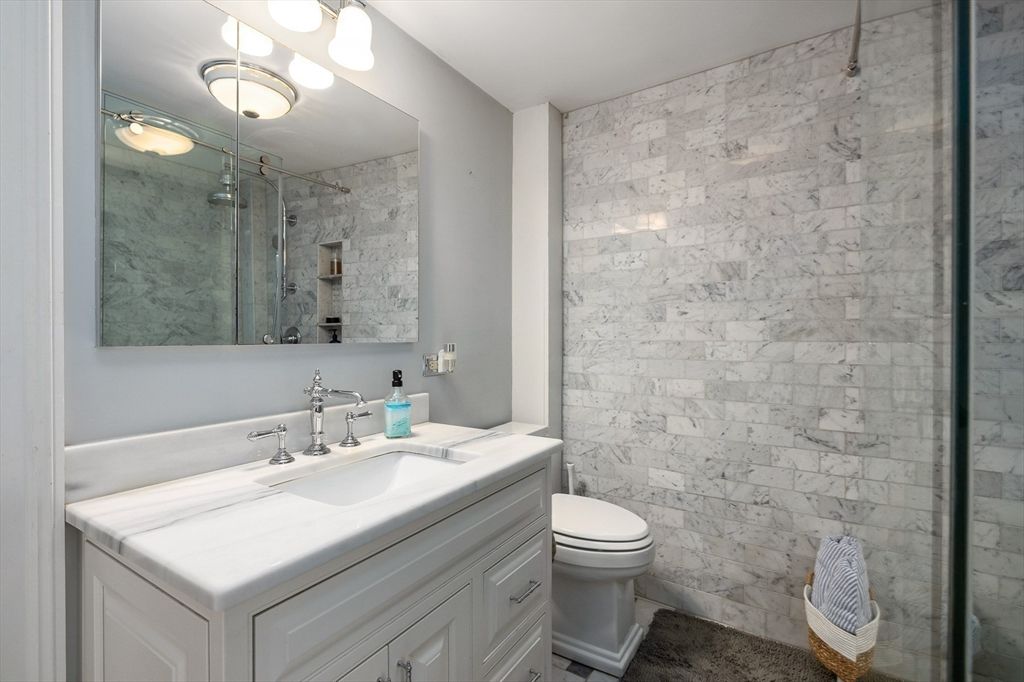 Bathroom, Glass Shower, Interior, Marble Walls