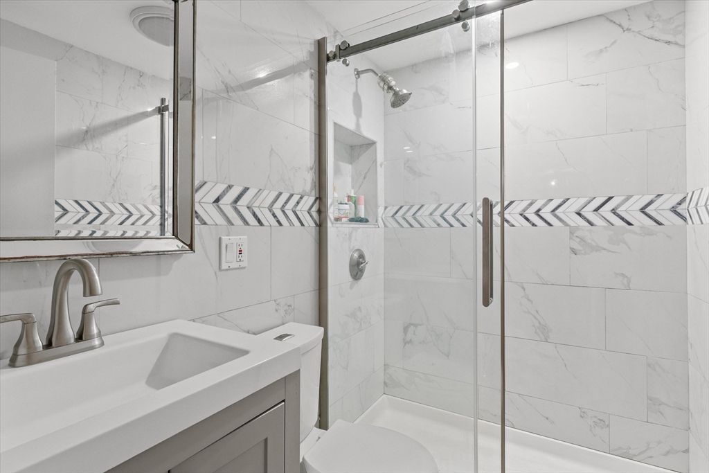 Bathroom, Glass Shower, Interior, Marble Walls