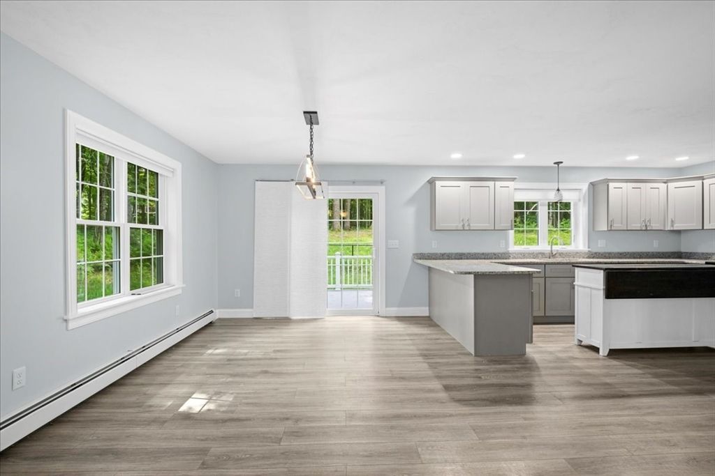 Interior, Kitchen, Pendant Lights, Recessed Lighting, Wood Texture Flooring