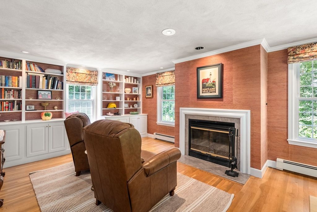Fireplace, Interior, Recessed Lighting, Wood Texture Flooring