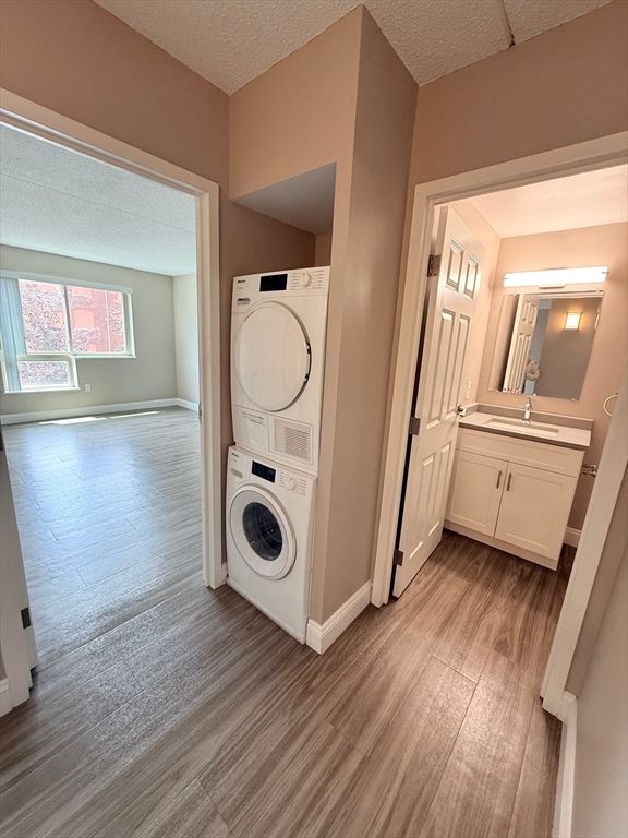 Bathroom, Interior, Utility Closets, Washer, Wood Texture Flooring