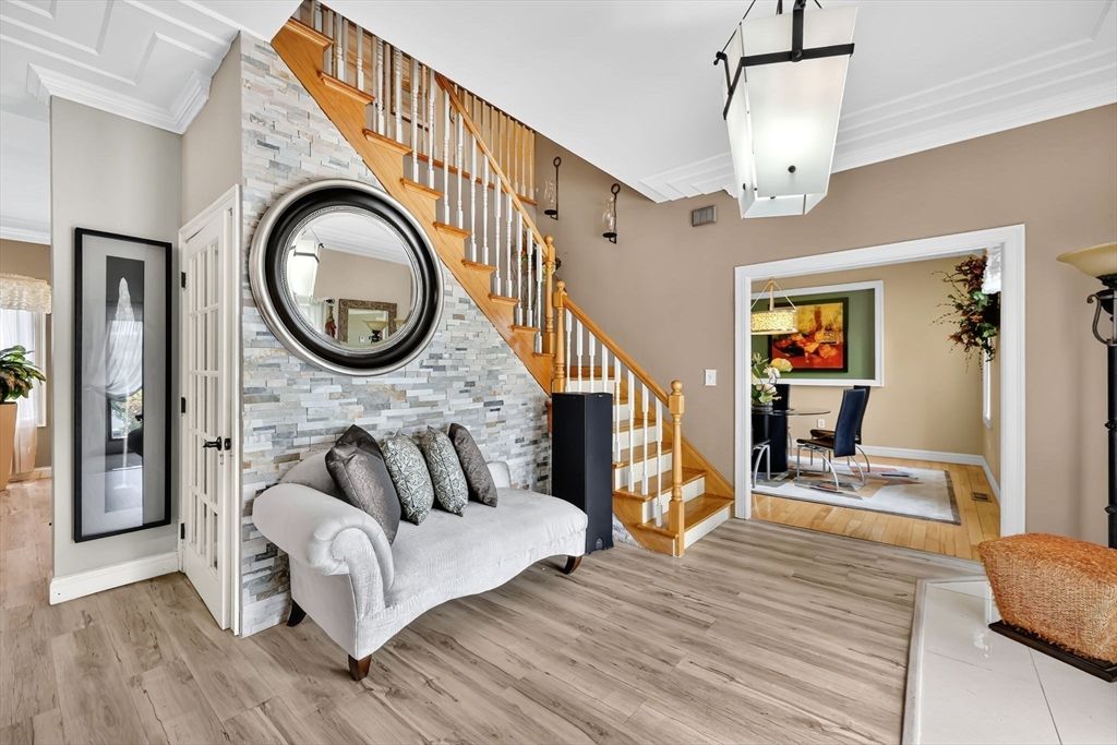 Interior, Stone Walls, Wood Texture Flooring