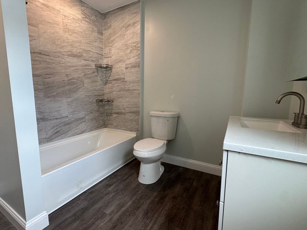 Bathroom, Interior, Marble Walls, Wood Texture Flooring