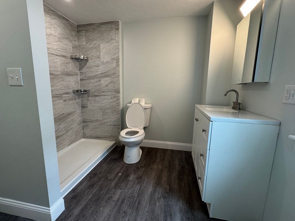 Bathroom, Interior, Marble Walls, Wood Texture Flooring