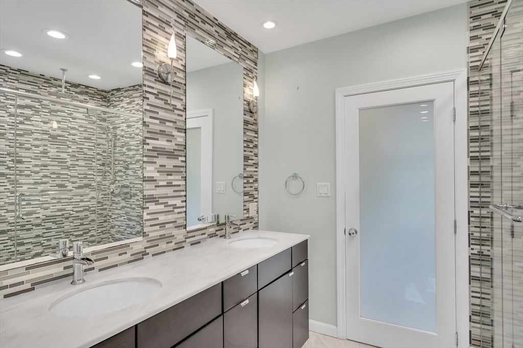 Bathroom, Dual Sink Vanities, Glass Shower, Interior, Recessed Lighting
