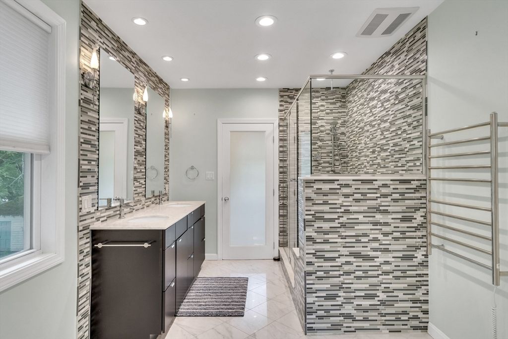 Bathroom, Glass Shower, Interior, Recessed Lighting
