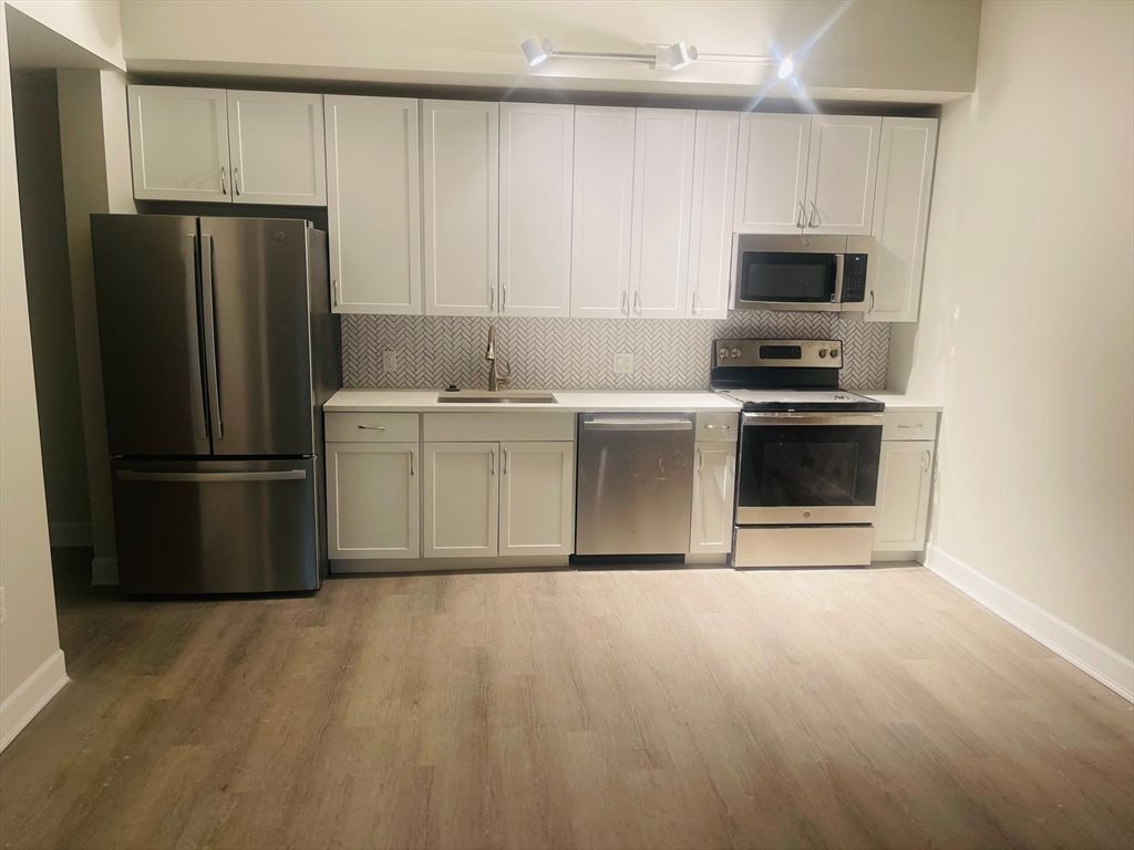 Interior, Kitchen, Stainless Steel Appliances, Wood Texture Flooring