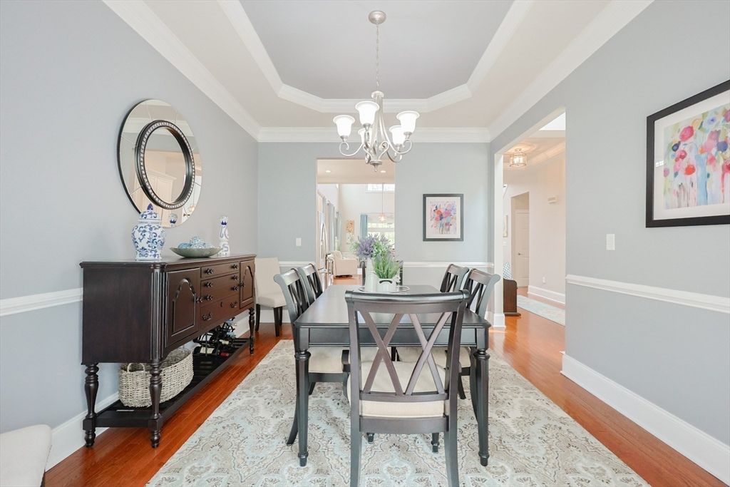 Chandelier, Dining room, Interior, Wood Texture Flooring