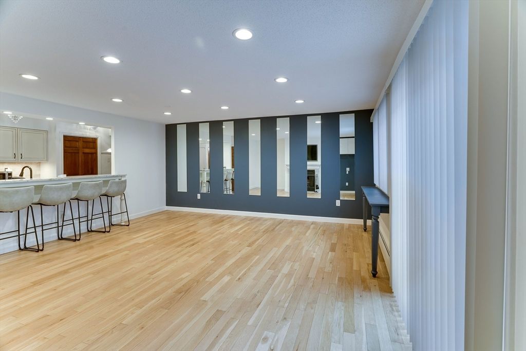 Empty room, Interior, Kitchen, Recessed Lighting, Wood Texture Flooring