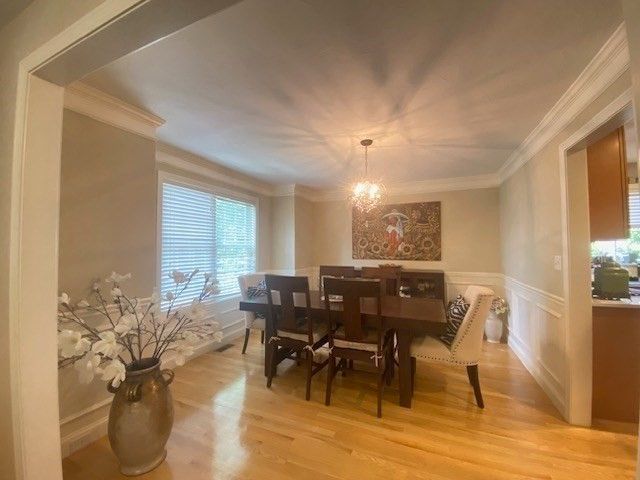 Chandelier, Dining room, Interior, Wood Texture Flooring