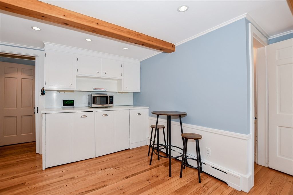Interior, Kitchen, Recessed Lighting, Wooden Beams, Wood Texture Flooring