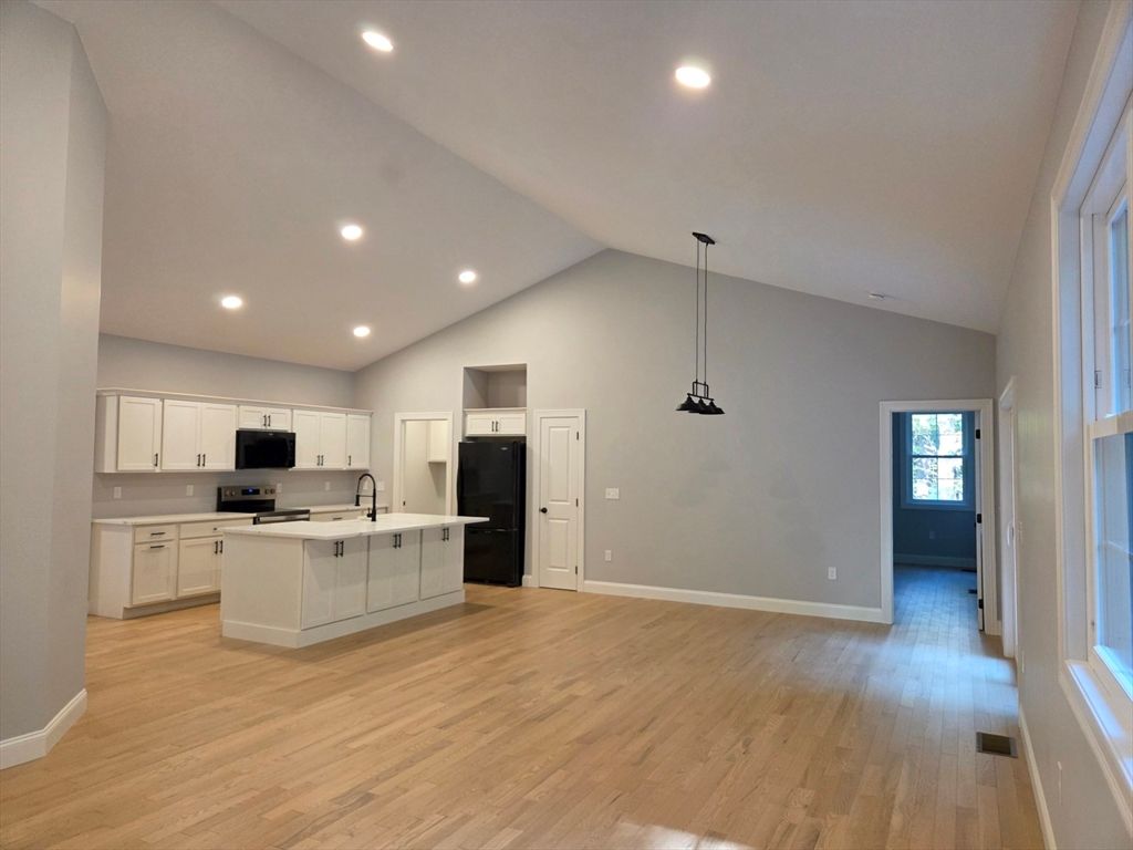 Interior, Kitchen, Pendant Lights, Recessed Lighting, Wood Texture Flooring