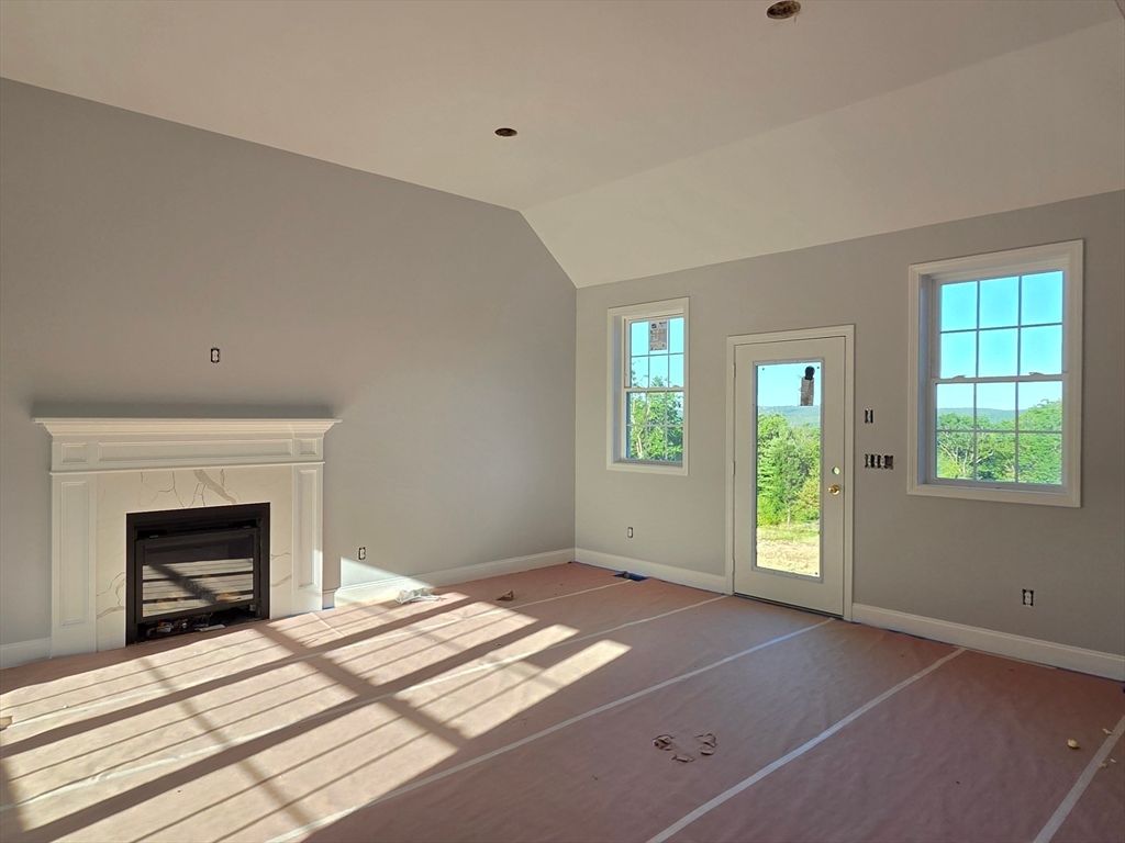 Empty room, Fireplace, Interior, Recessed Lighting, Wood Texture Flooring