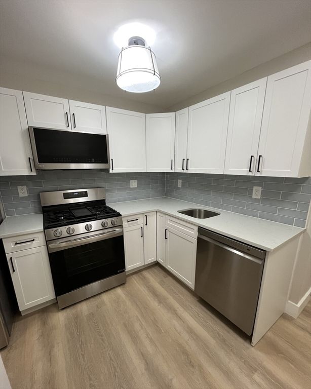 Interior, Kitchen, Stainless Steel Appliances, Wood Texture Flooring