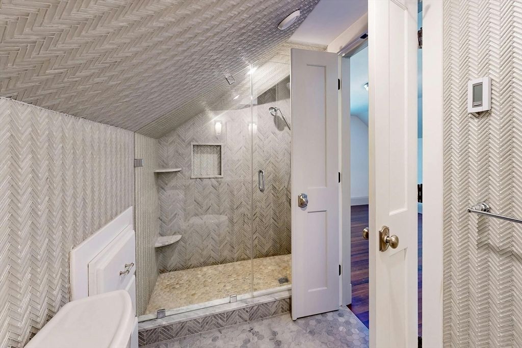 Bathroom, Glass Shower, Interior, Marble Walls