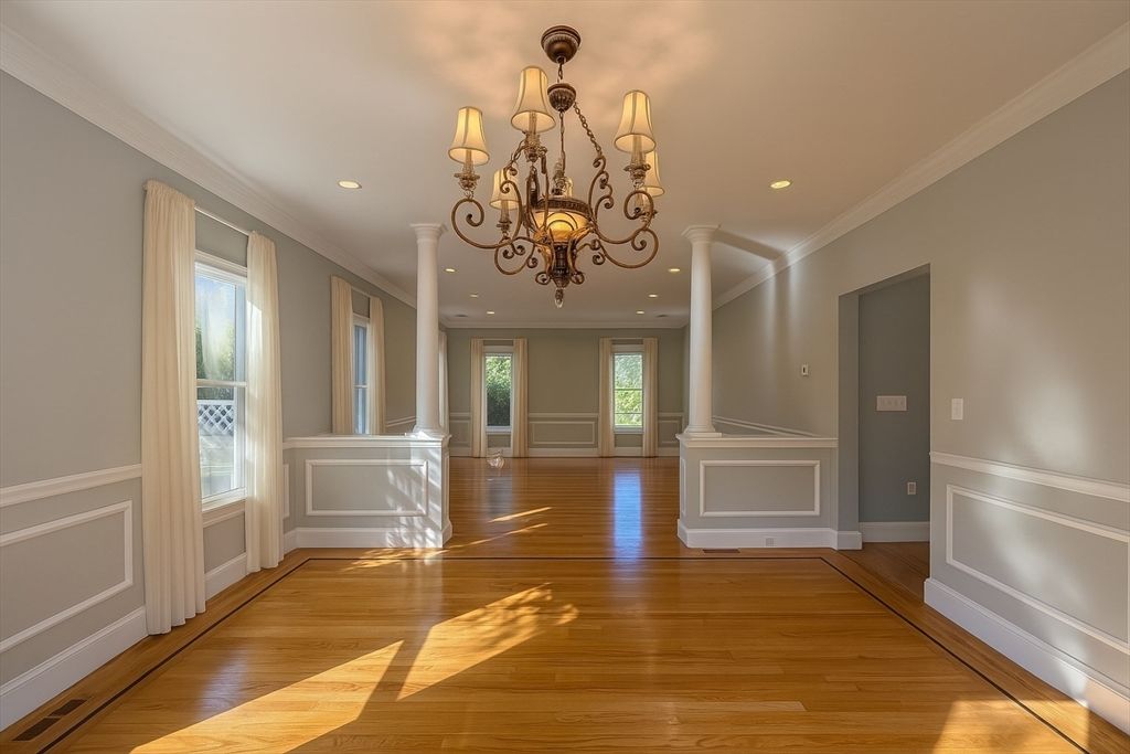 Chandelier, Interior, Recessed Lighting, Wood Texture Flooring