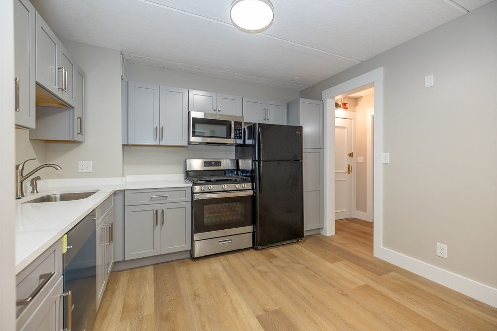 Interior, Kitchen, Stainless Steel Appliances, Wood Texture Flooring