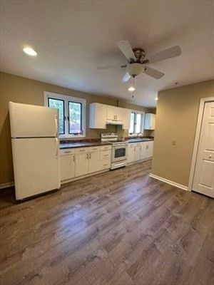 Interior, Kitchen, Recessed Lighting, Wood Texture Flooring