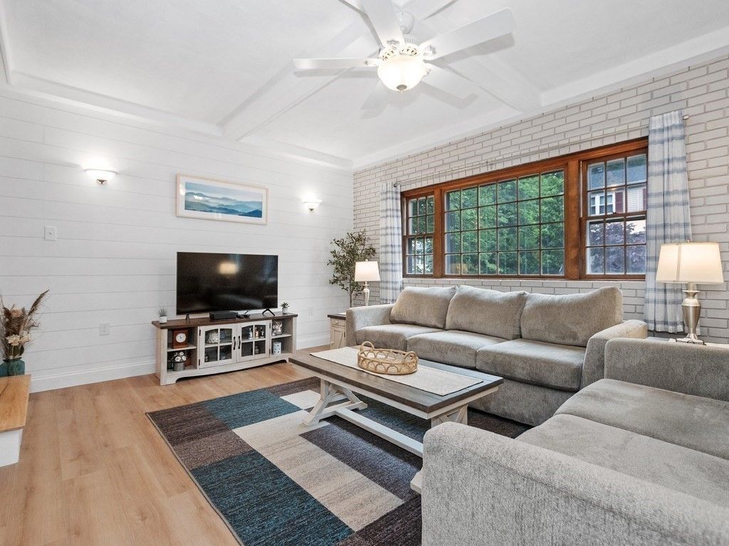 Interior, Living room, Stone Walls, Wood Texture Flooring