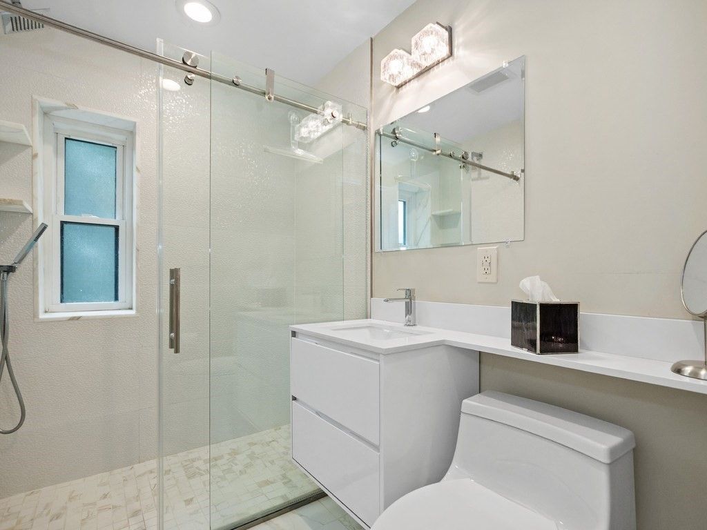 Bathroom, Glass Shower, Interior, Recessed Lighting
