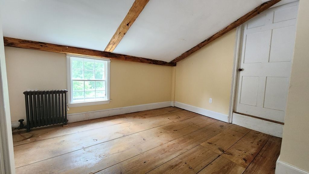 Empty room, Fireplace, Interior, Wooden Beams, Wood Texture Flooring