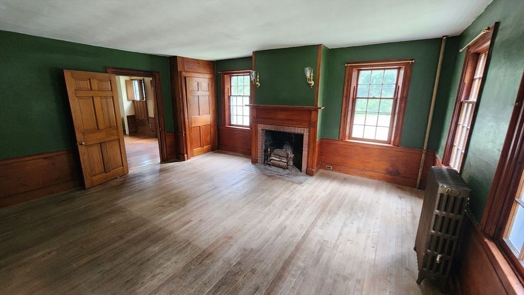 Empty room, Fireplace, Interior, Wood Texture Flooring