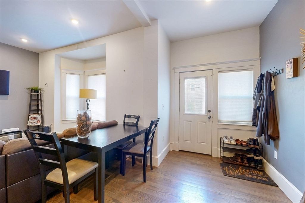 Dining room, Interior, Recessed Lighting, Wood Texture Flooring