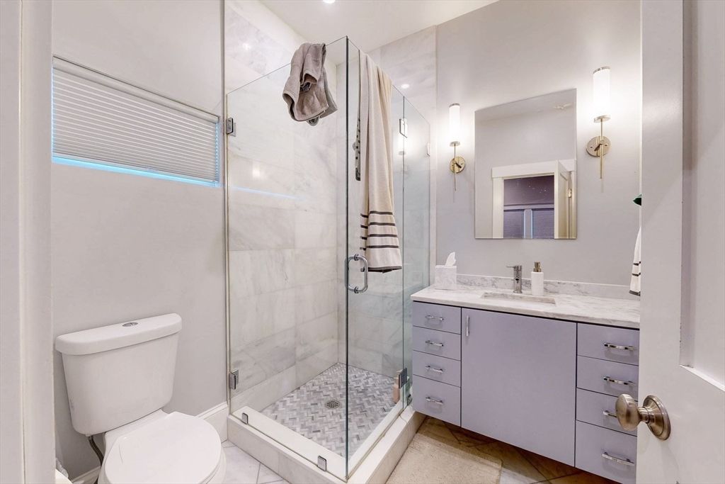Bathroom, Glass Shower, Interior, Marble Walls