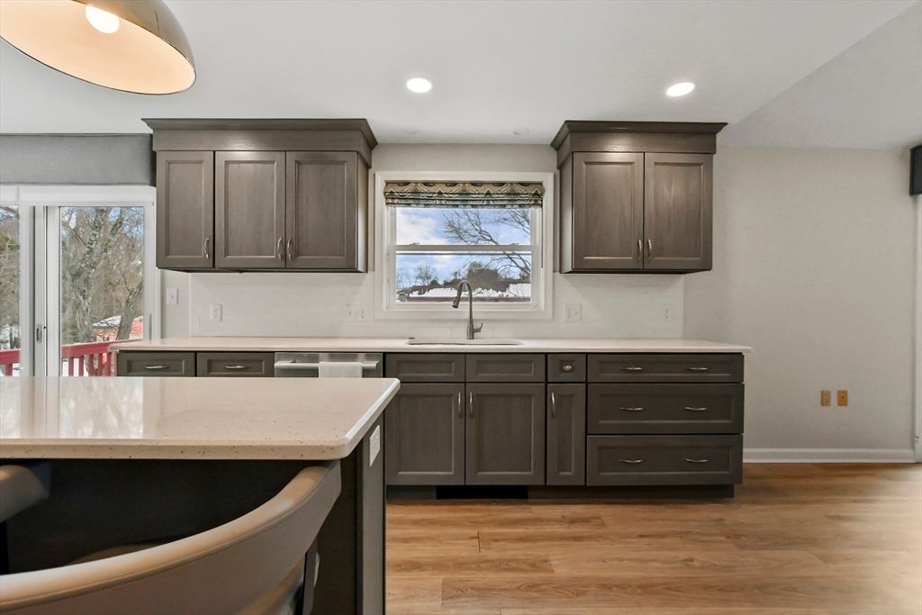Interior, Kitchen, Recessed Lighting, Wood Texture Flooring