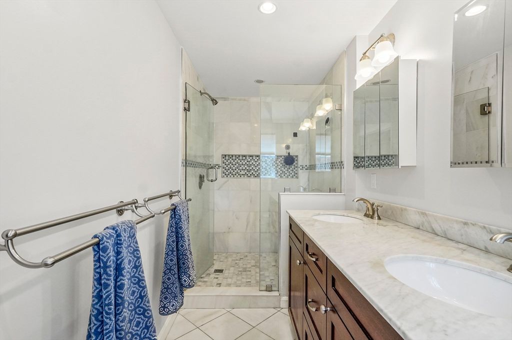 Bathroom, Dual Sink Vanities, Glass Shower, Interior, Recessed Lighting