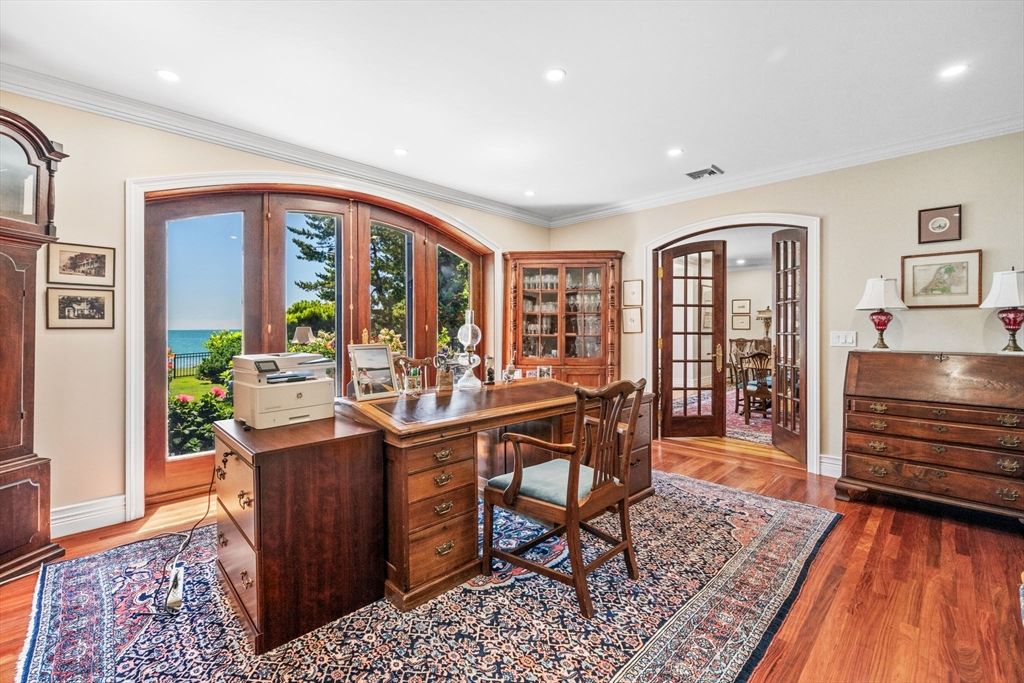 Home Office, Interior, Recessed Lighting, Wood Texture Flooring