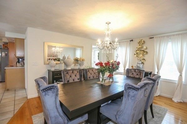 Chandelier, Dining room, Interior, Wood Texture Flooring